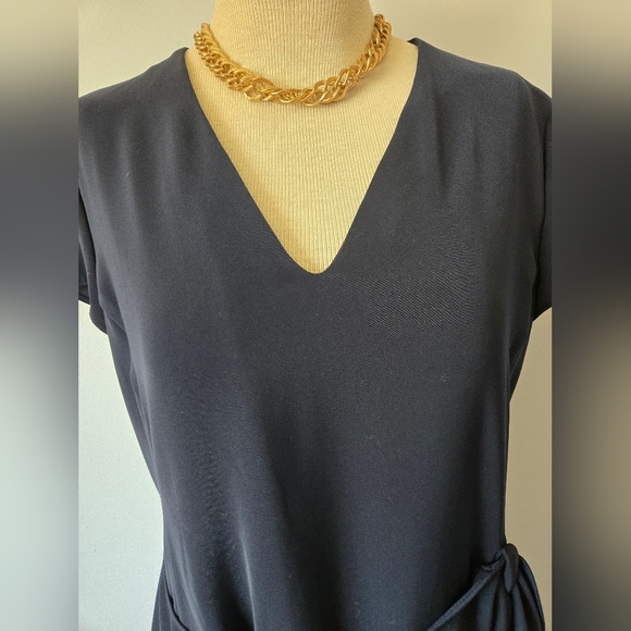 ARMANI COLLEZIONE  Navy Blue Short Sleeve Faux Wrap Midi Dress. Size 10 - Picture 4 of 15
